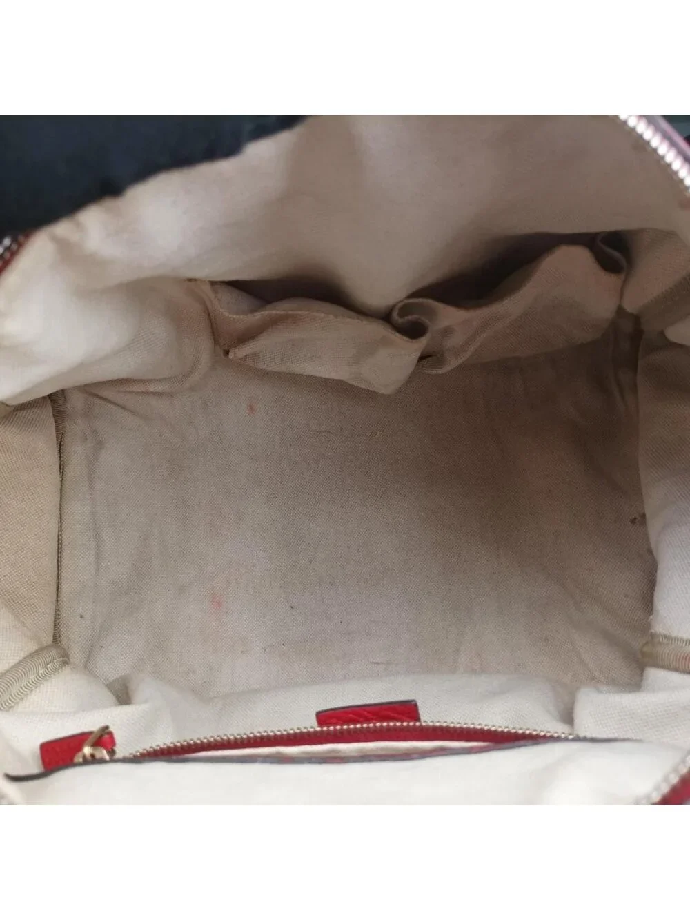 Gucci Sherry Line Beige Red Green Canvas Leather Shoulder Bag